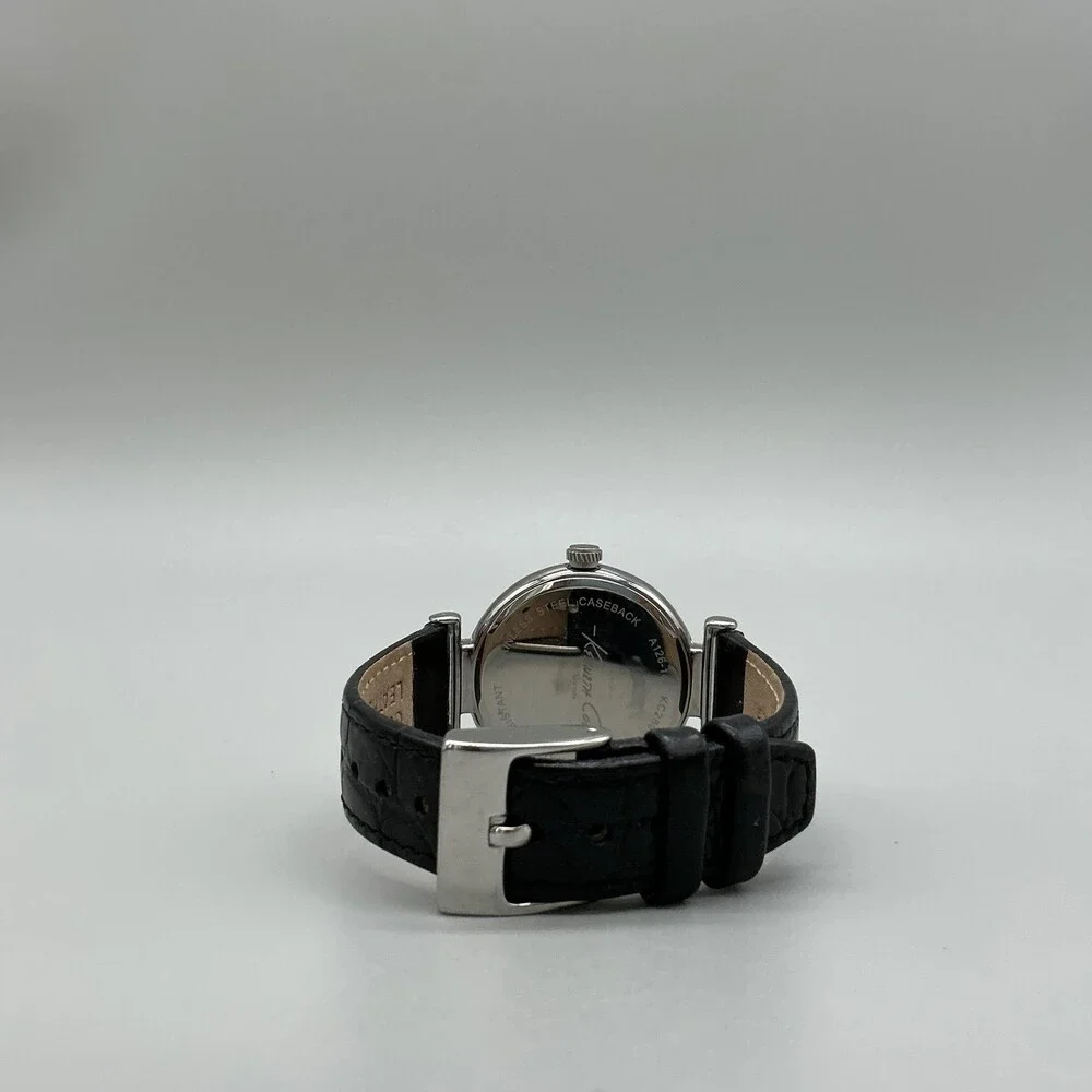 Kenneth Cole Womens Watch 35mm Silver Tone Diamond Black KC2898 New Battery